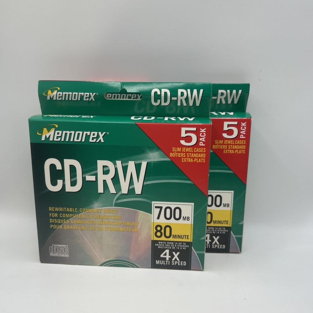 NEW Memorex CD-RW 4x 700MB 80 Min Rewritable Compact Discs 10Pack Blank music CD